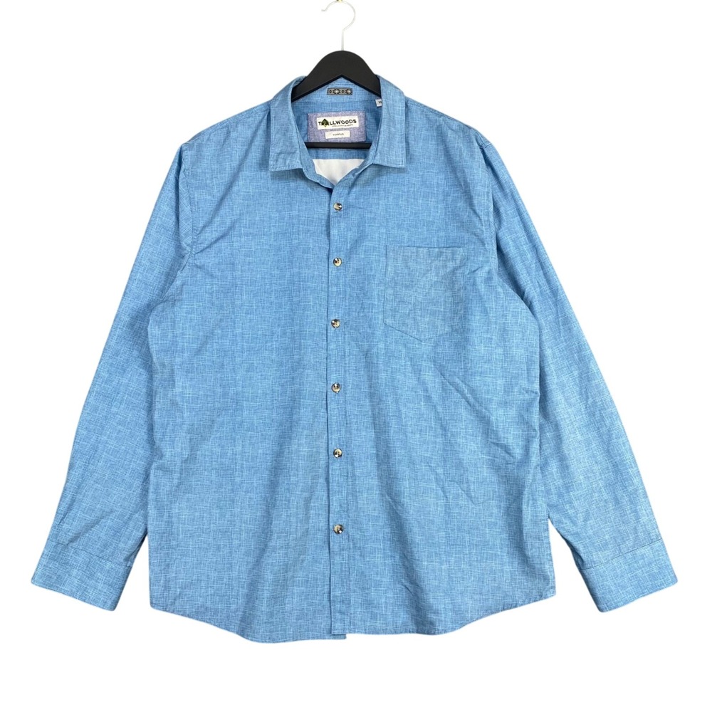 Tallwoods Performance Button Up Shirt Mens XL Blue Stretch Long Sleeve Outdoor